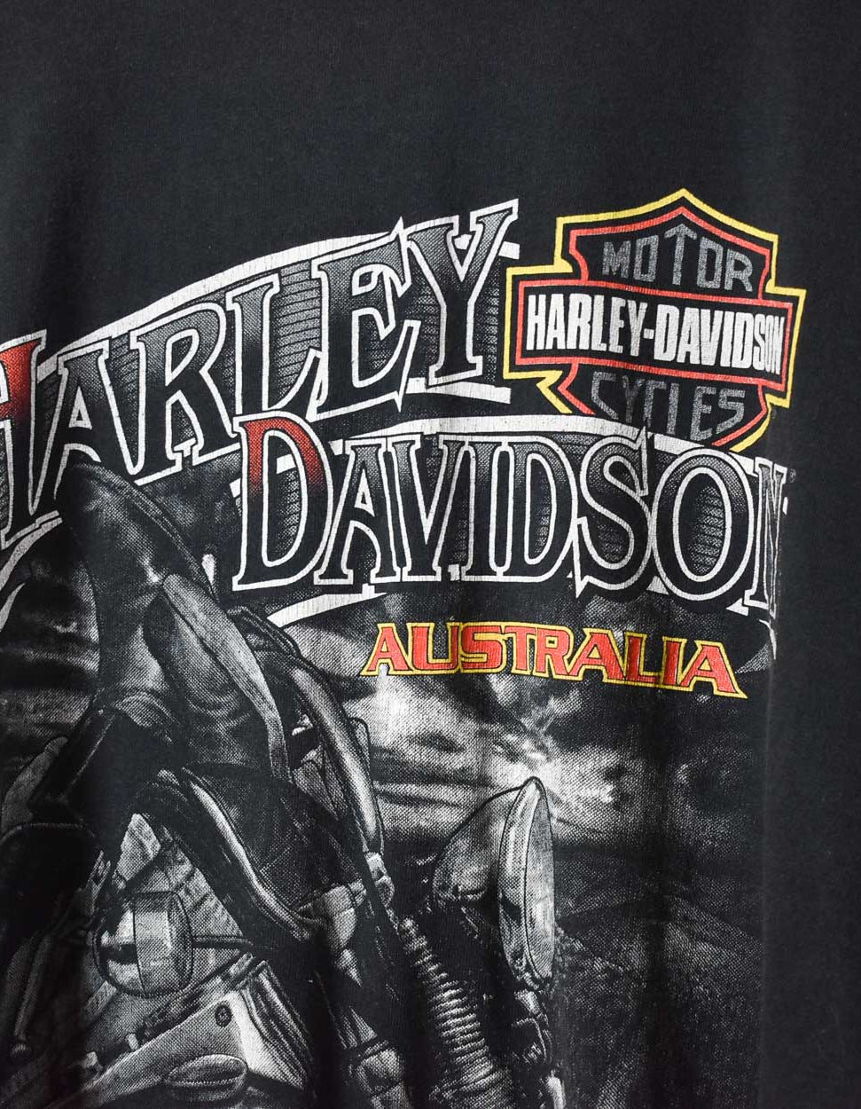 Black Harley Davidson Australia No Worries Graphic T-Shirt - Large