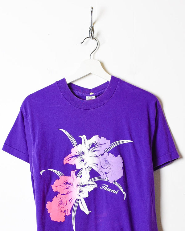 Purple Hawaii Floral Single Stitch T-Shirt - Medium