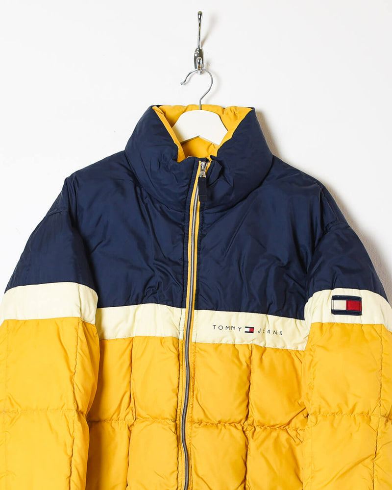 Vintage Colour-Block Yellow Tommy Hilfiger Puffer Jacket - Large– Domno Vintage