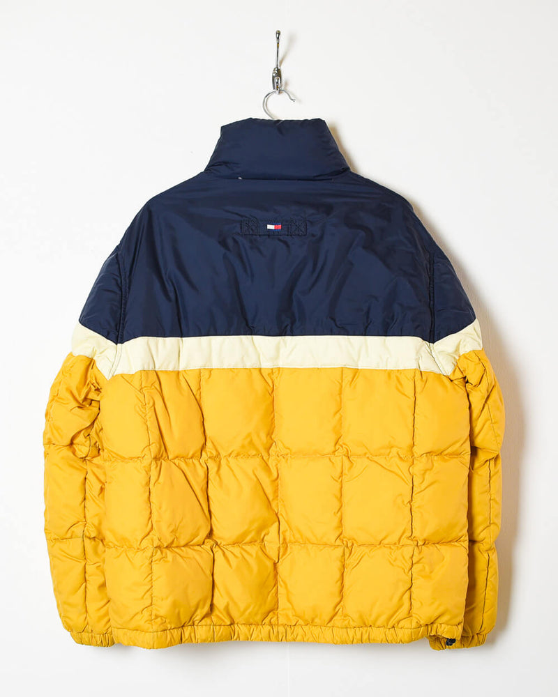 Vintage 90s Nylon Colour-Block Yellow Tommy Hilfiger Puffer Jacket ...