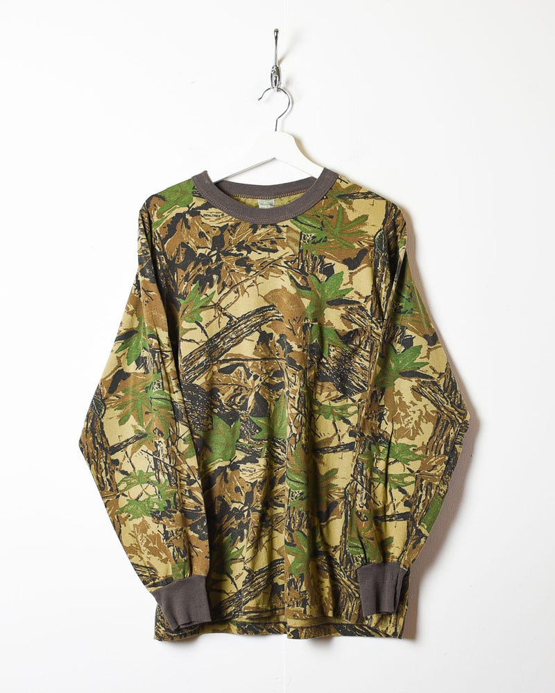 Vintage 90s Green Woodland Camo Pocket Long Sleeved T-Shirt - X