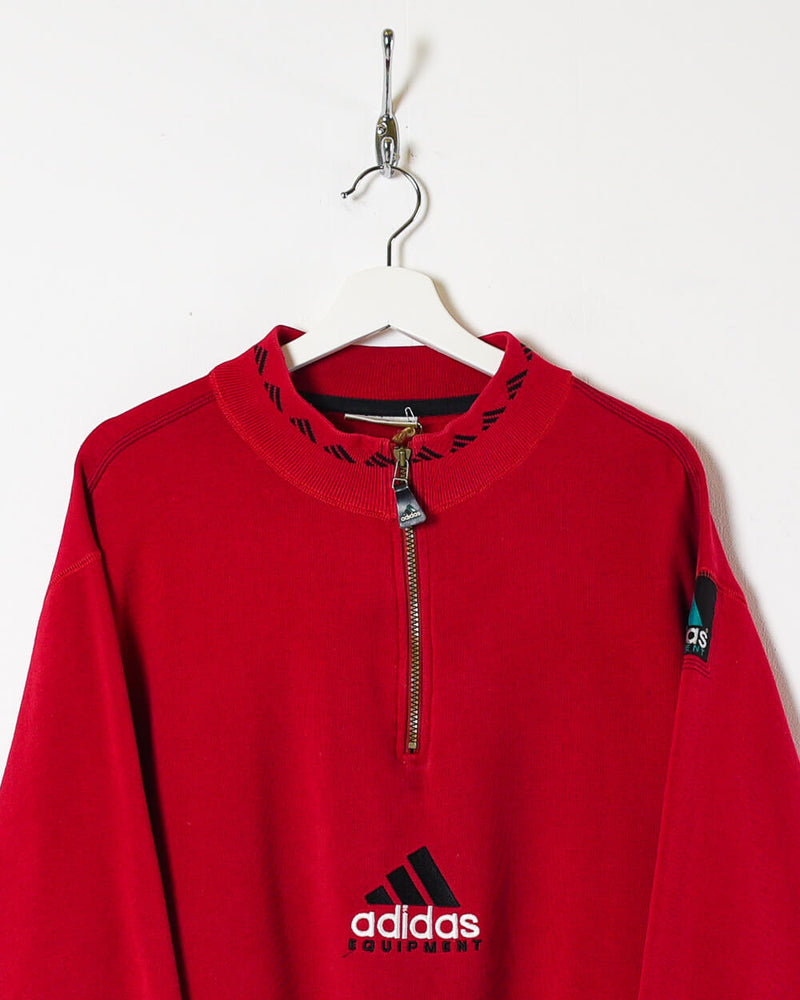 Red Adidas Equipment 1/4 Zip Sweatshirt - X-Large