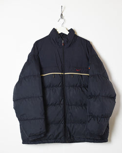 Vintage 90s Nylon Plain Black Nike Puffer Jacket - X-Large– Domno