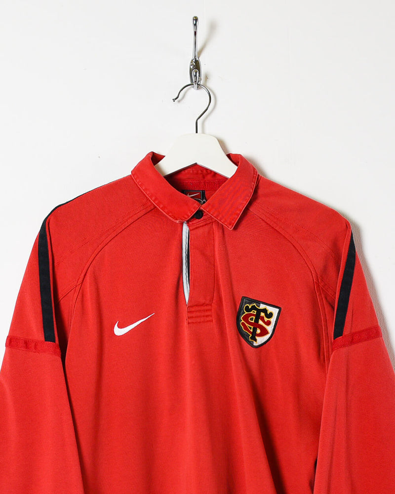 restaurant bestrating Feest Vintage 90s Cotton Plain Red Nike Team Stade Toulouse Rugby Shirt - Large–  Domno Vintage