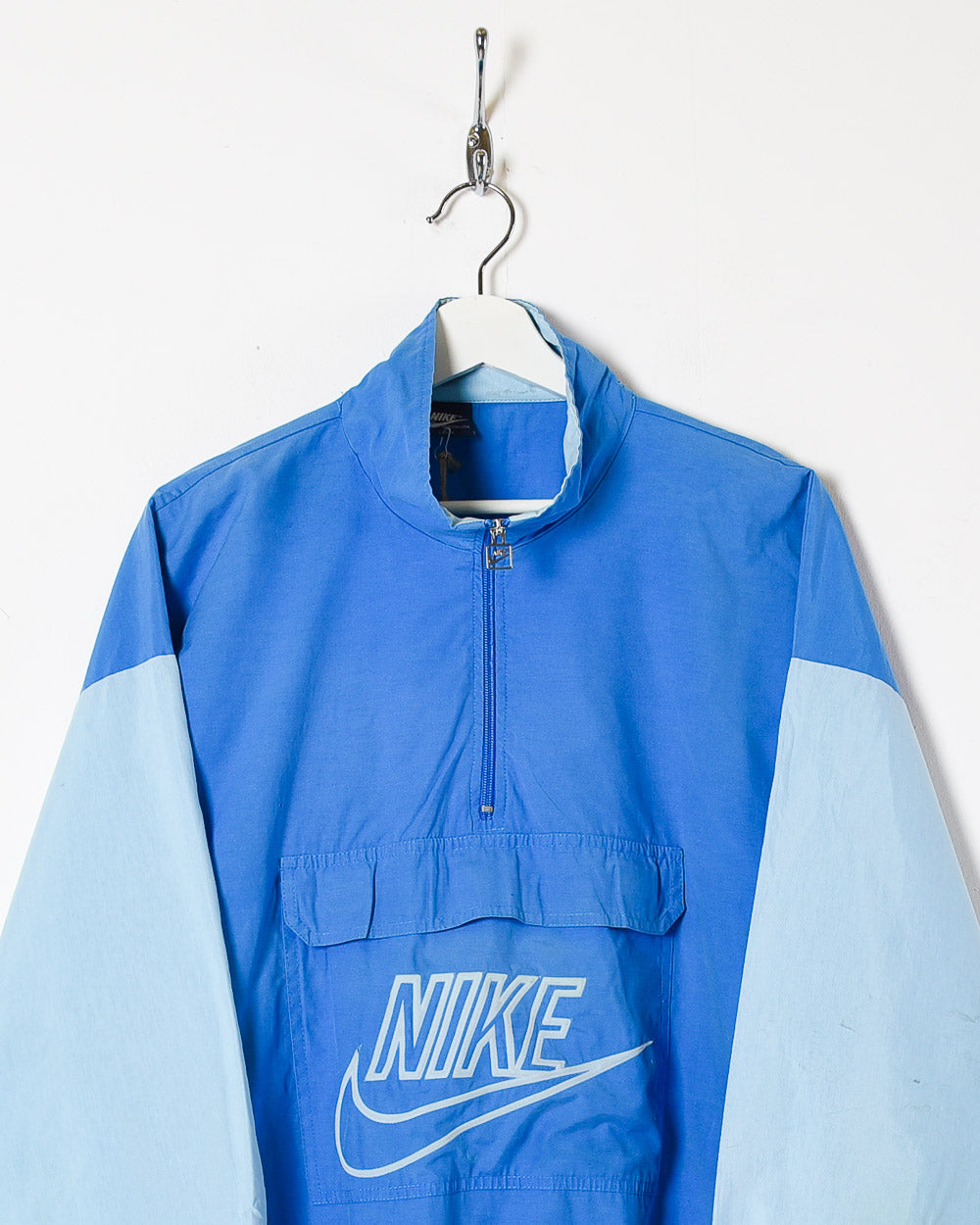 Blue Nike 80s 1/4 Zip Pullover Windbreaker Jacket - Large