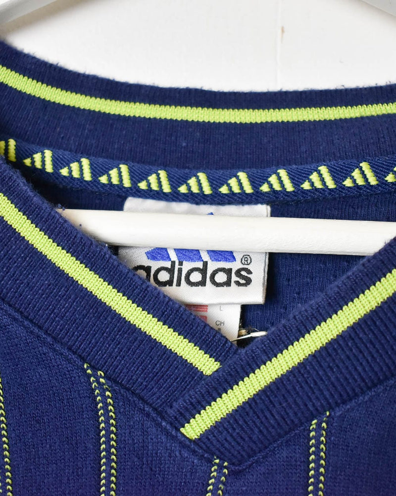 Navy Adidas Textured Sweatshirt - X-Large
