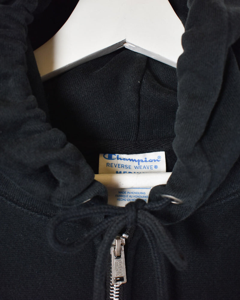 Vintage 10s+ Black Champion Reverse Weave Zip-Through Hoodie