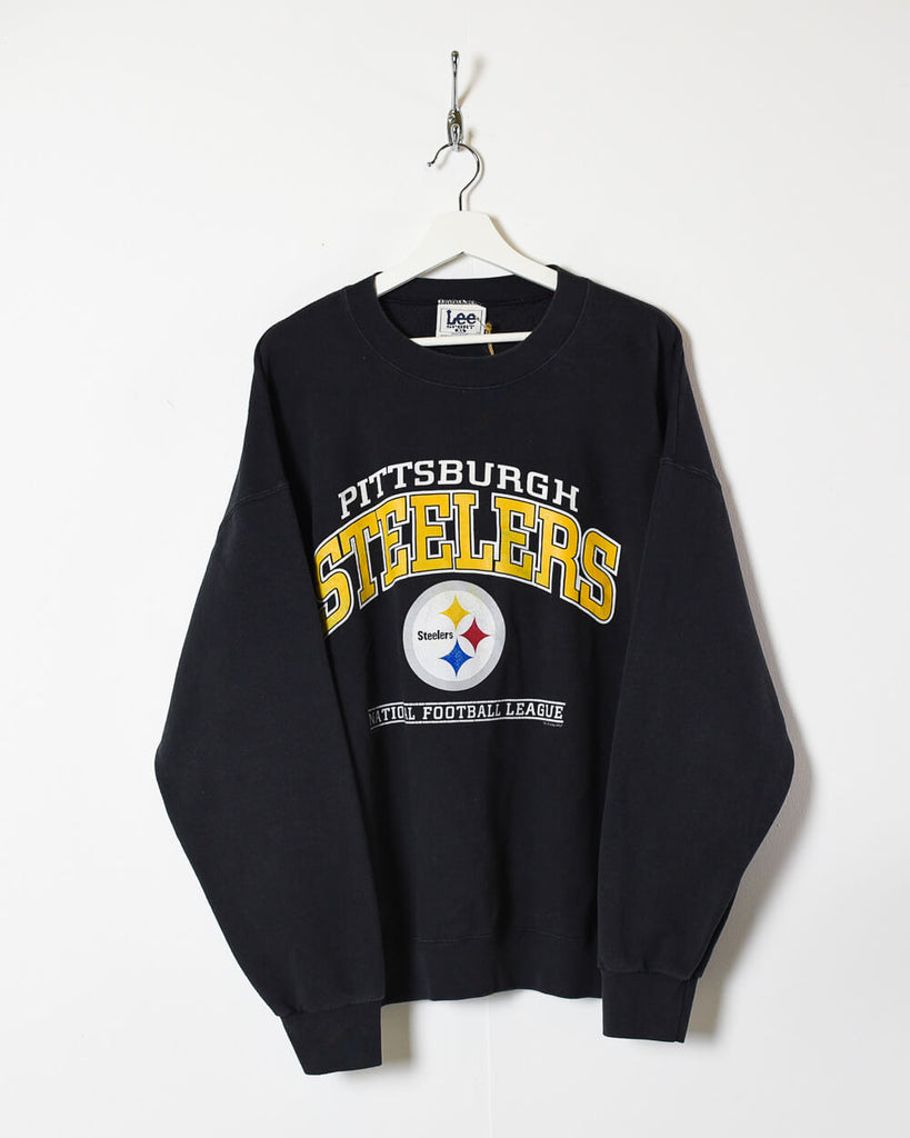 Vintage 90s Cotton Black Lee Pittsburgh Steelers NFL Sweatshirt