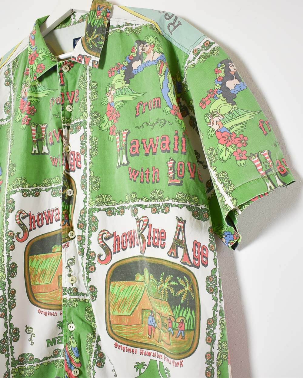 Green Vintage Festival Short Sleeve Shirt - Large