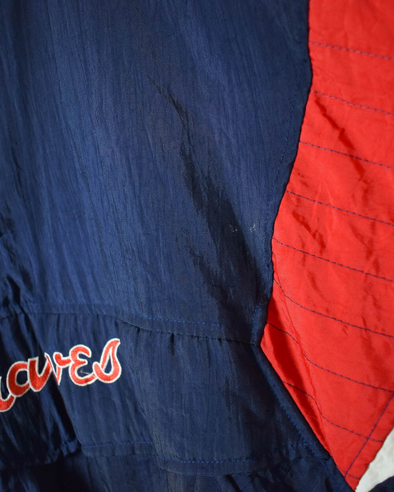 Vintage 90s Navy Starter Atlanta Braves 1/4 Zip Hooded Coat - X-Large  Polyester– Domno Vintage