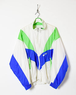 Vintage 90s Nylon Colour-Block White Asics Volleyball Shell Jacket