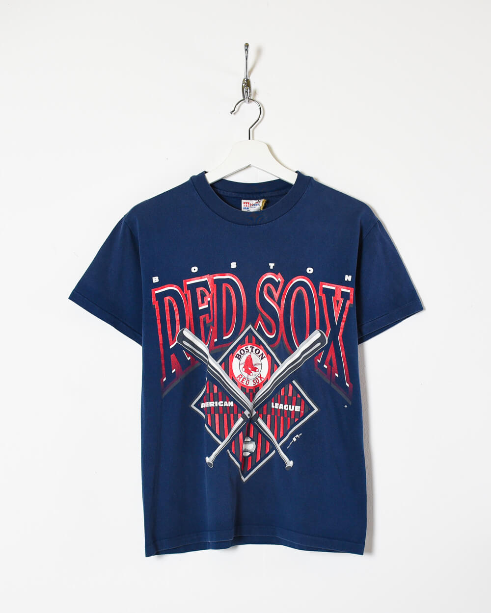 Vintage 90s Cotton Navy Hanes Heavy Weight Boston Red Sox T-Shirt