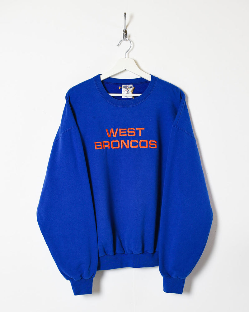 Vintage 90s Cotton Mix Blue Jerzees West Broncos Sweatshirt