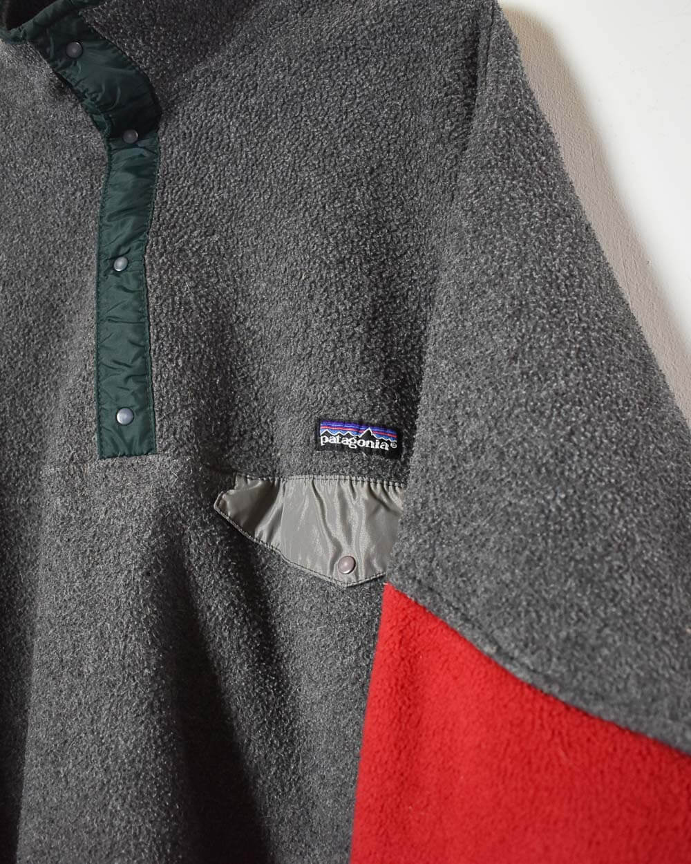 Grey Patagonia 1/4 Zip Button Fleece - X-Large