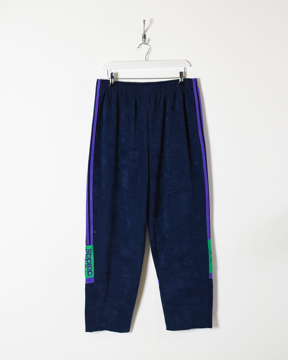 Navy Adidas Velour Tracksuit Bottoms - W38 L30