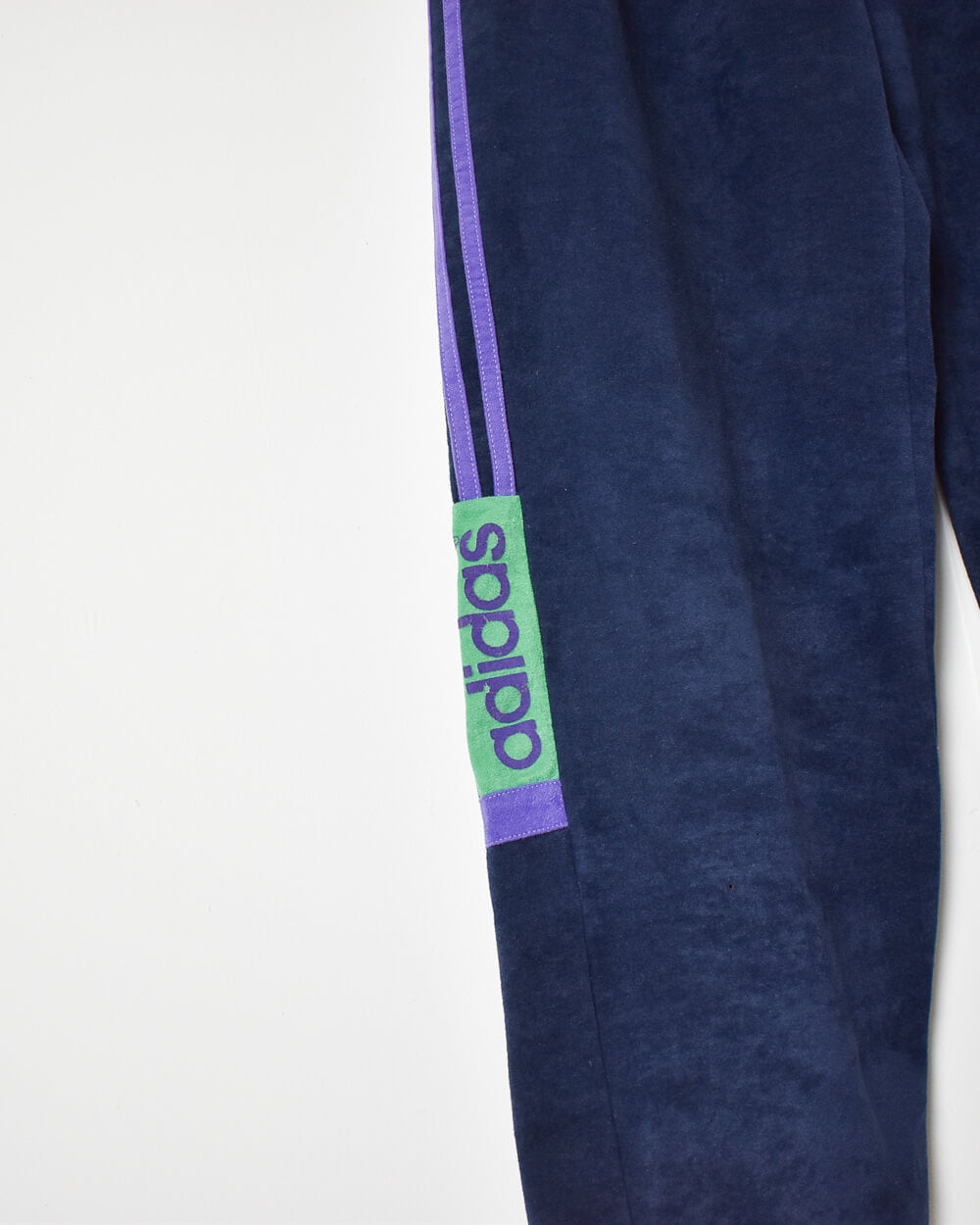 Navy Adidas Velour Tracksuit Bottoms - W38 L30
