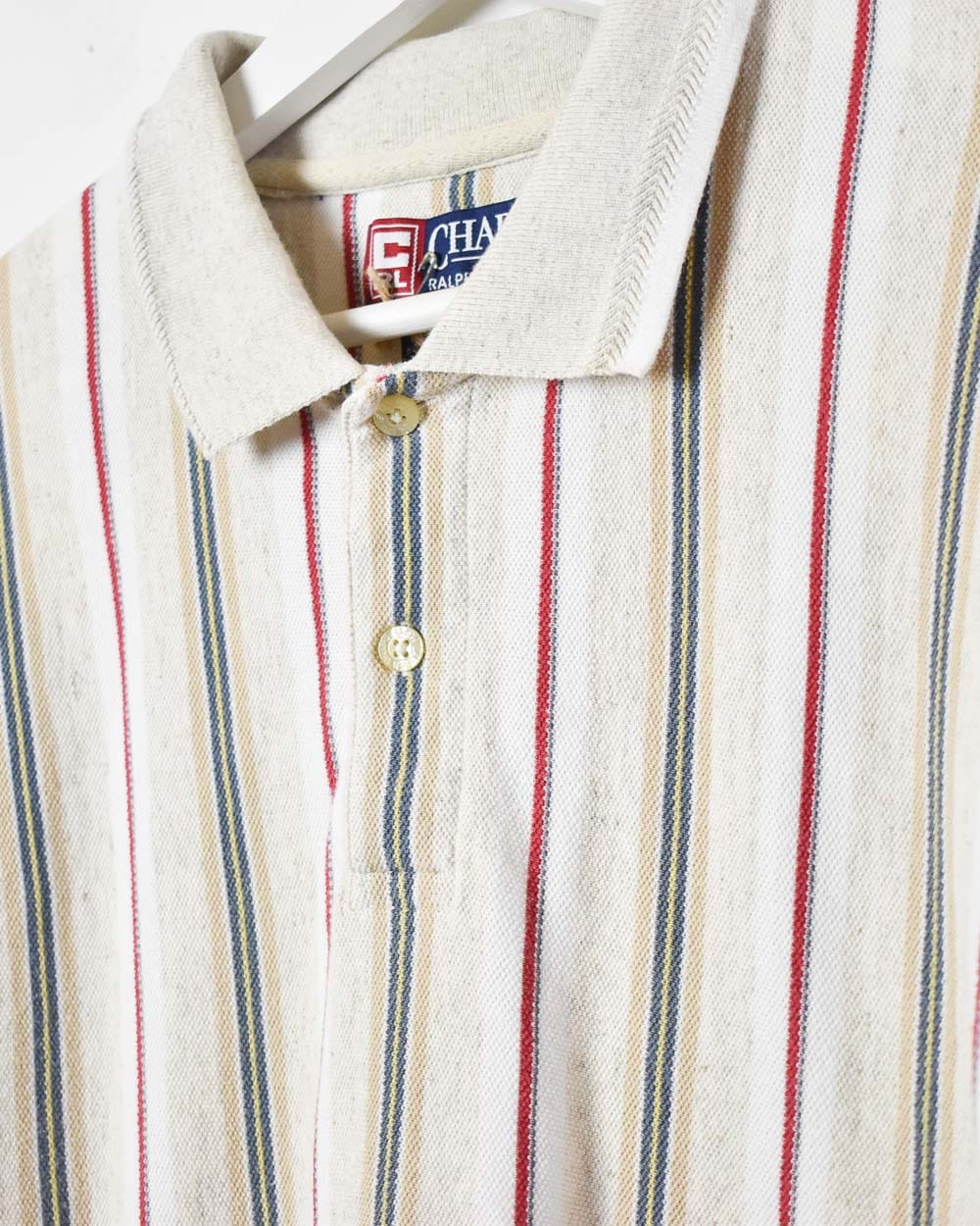 Neutral Chaps Ralph Lauren Striped Polo Shirt - Large