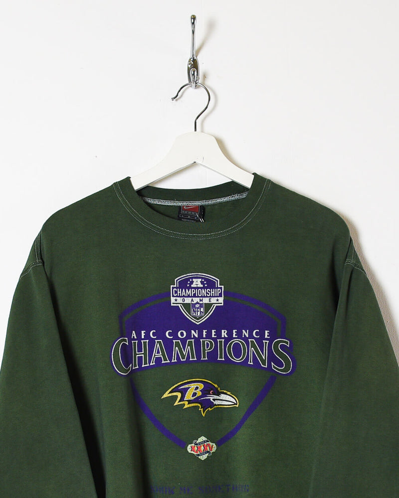 Vintage 90s Cotton Green Nike NFL Baltimore Ravens AFC Conference Champions  Sweatshirt - Large– Domno Vintage