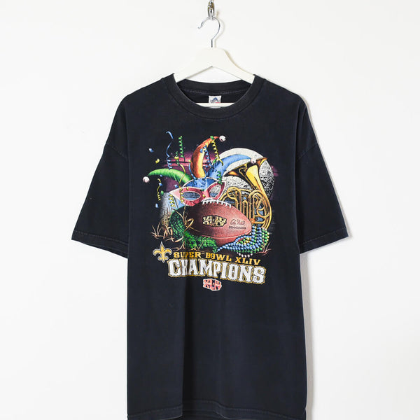 Vintage 90s Cotton Black Alstyle Super Bowl Champions T-Shirt - X