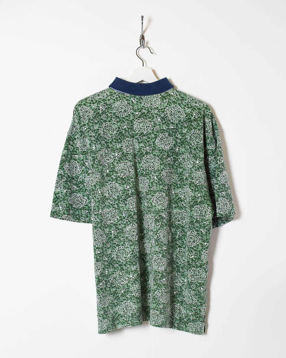 Green Vintage Patterned Polo Shirt - X-Large