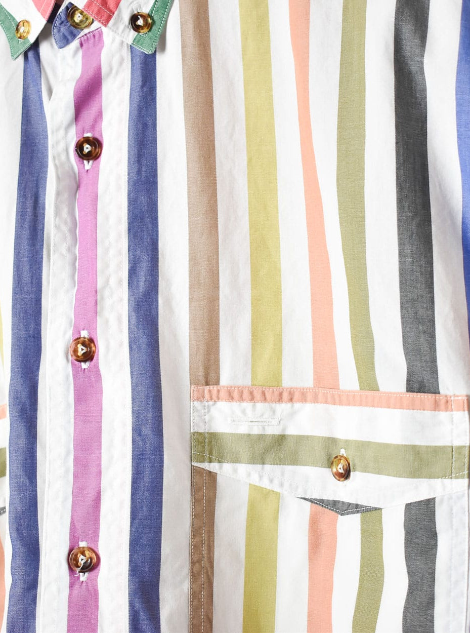 Multicolour Double Pocket Striped Short Sleeved Shirt - X-Large