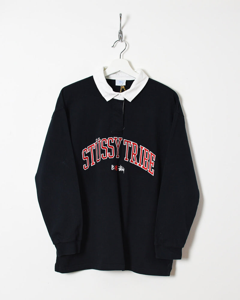 Vintage 00s Cotton Black Stussy Tribe Rugby Shirt - Medium– Domno