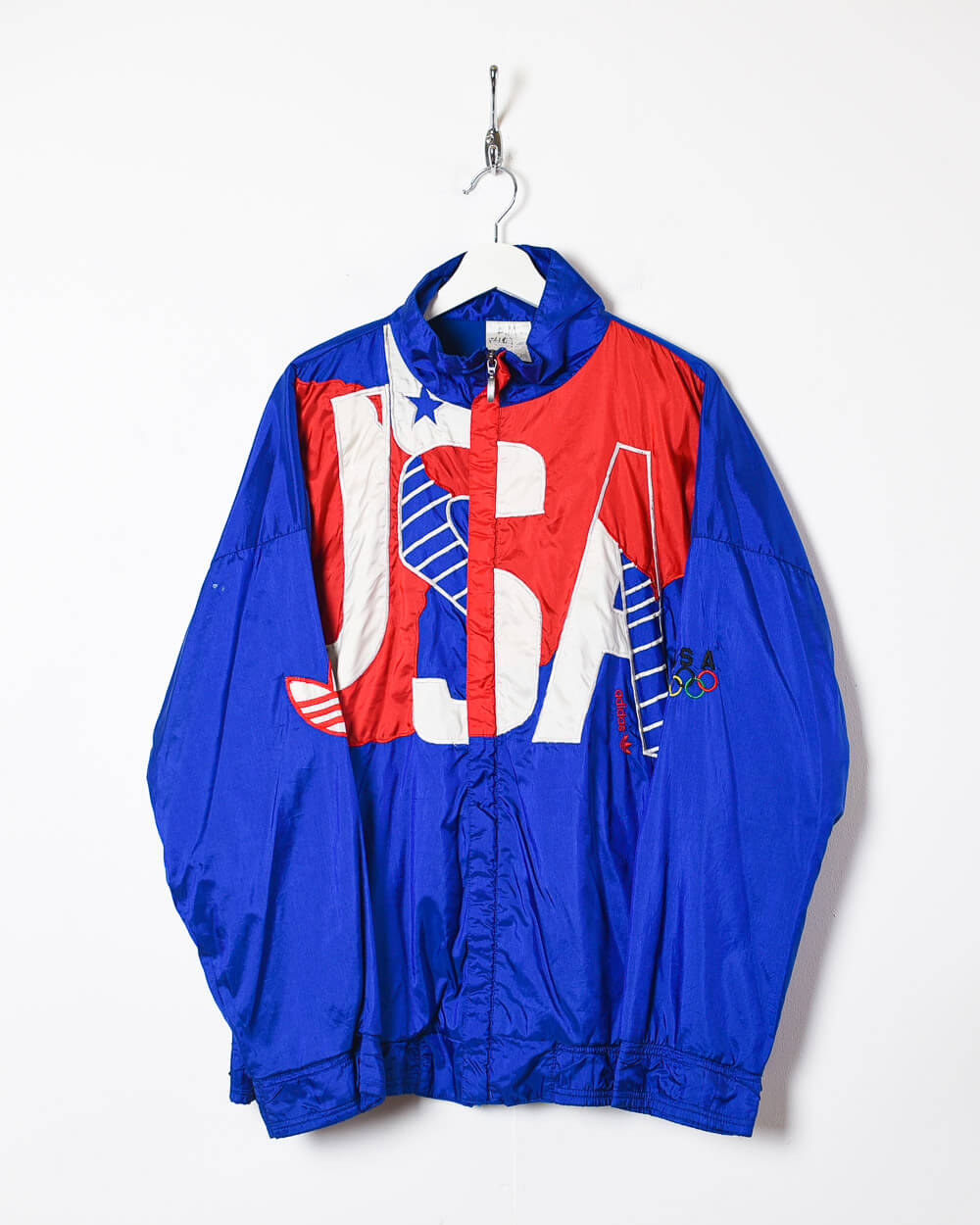 Vintage 90s Blue Adidas USA Olympics Shell Jacket - X-Large