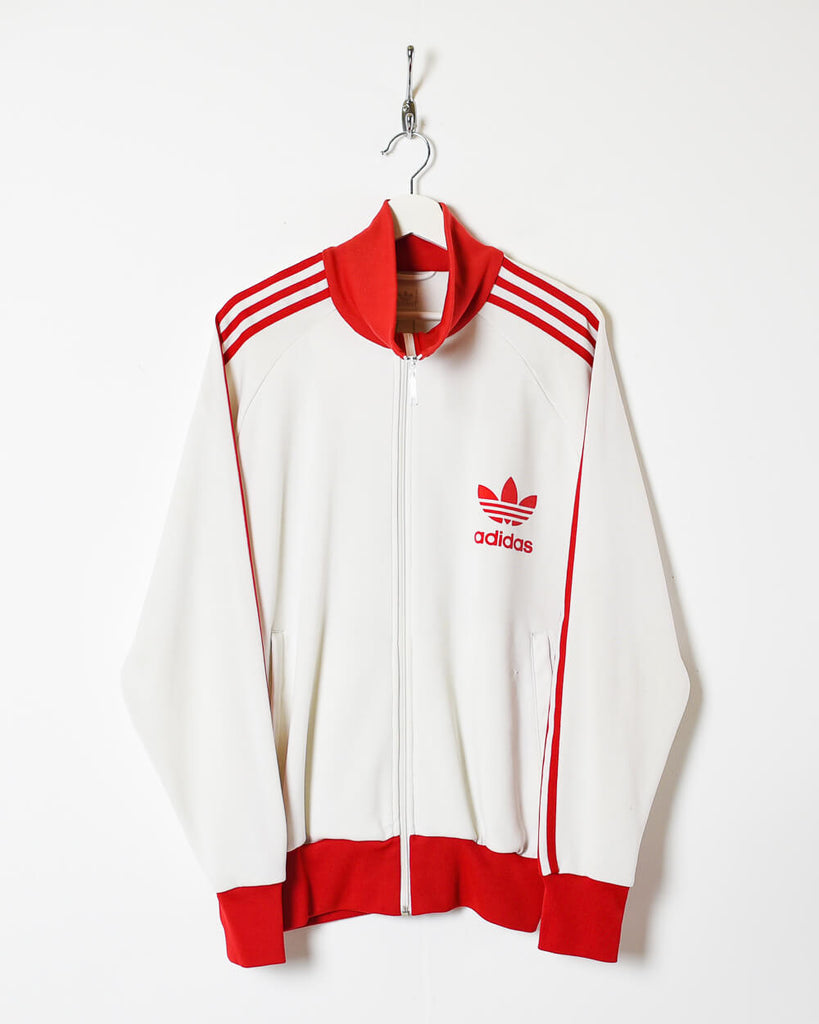 Vintage 10s+ Polyester White Adidas Tracksuit Top - Large– Vintage