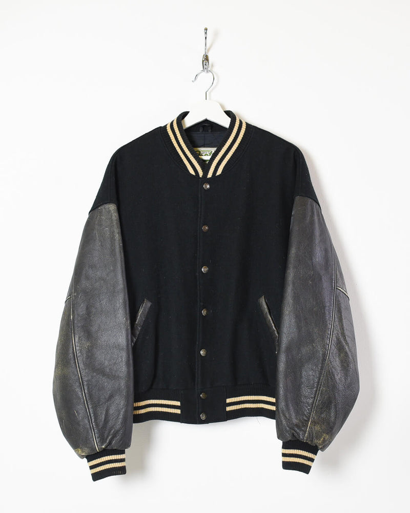Vintage 90s Cotton Colour-Block Black Canada Roots Varsity Jacket ...
