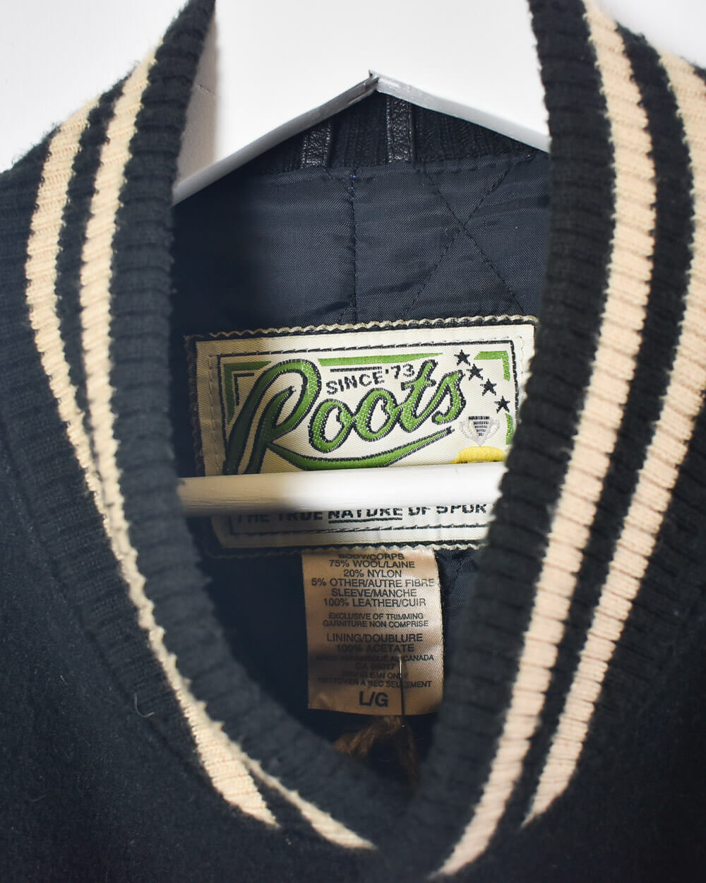 Black Canada Roots Varsity Jacket - Large