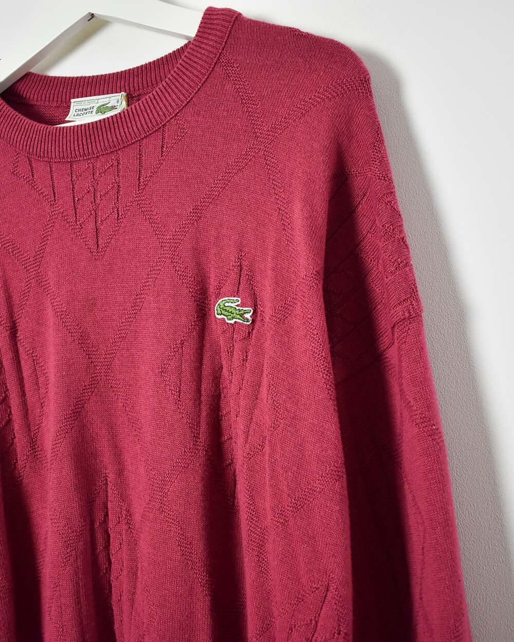 Maroon Chemise Lacoste Knitted Sweatshirt - Large