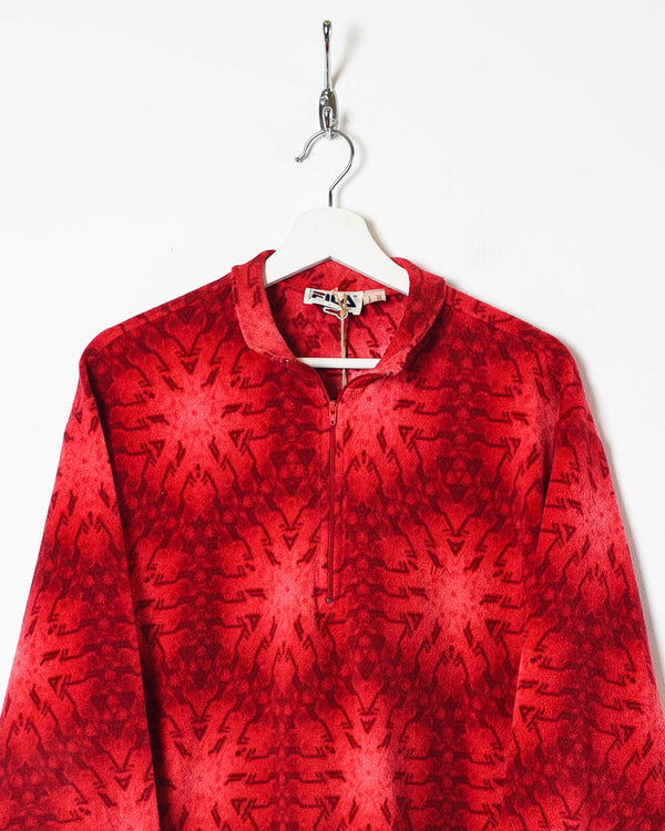 Red Fila 1/4 Zip Patterned Fleece - Medium