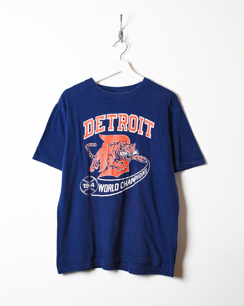 Vintage 80s Navy MLB Detroit Tigers 1984 World Champions 80s Single Stitch  T-Shirt - Medium Cotton– Domno Vintage