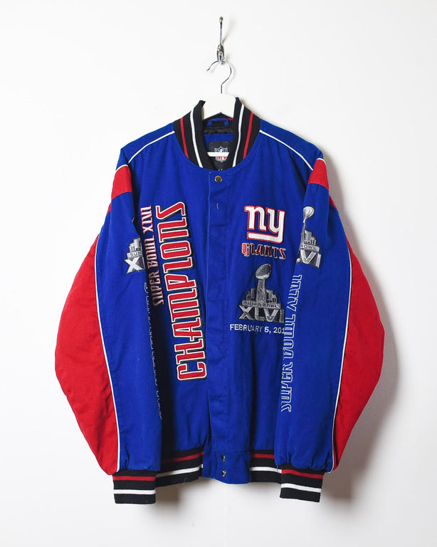 Blue NFL NY Giants Super Bowl XLVI Racing Jacket - XX-Large