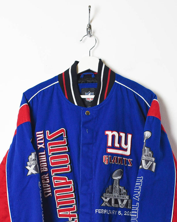 Blue NFL NY Giants Super Bowl XLVI Racing Jacket - XX-Large