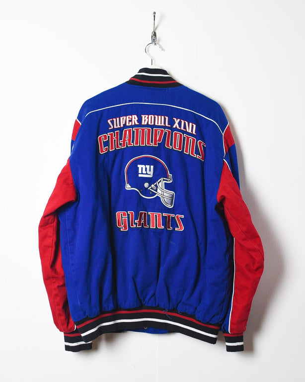 Blue NFL NY Giants Super Bowl XLVI Racing Jacket - XX-Large