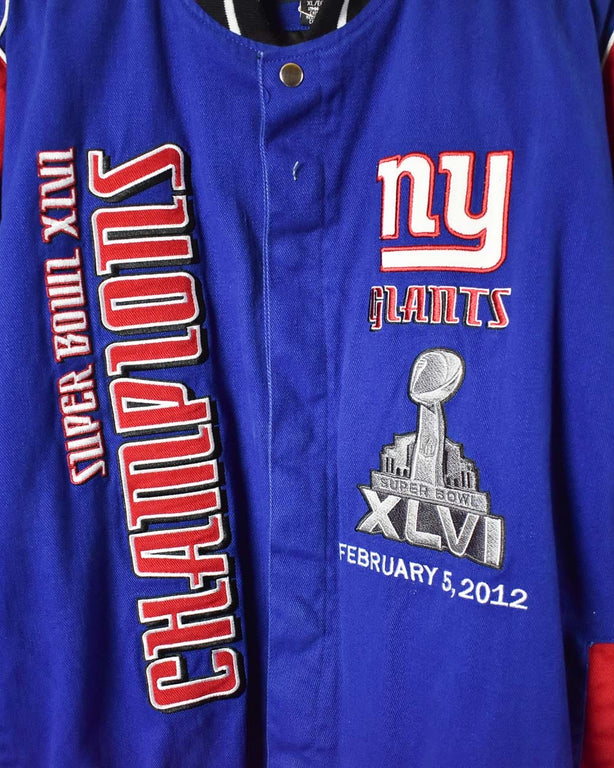 Blue NFL NY Giants Super Bowl XLVI Racing Jacket - XX-Large