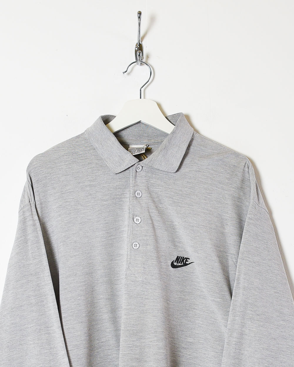 Stone Nike Long Sleeved Polo Shirt - X-Large