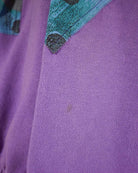 Purple Papilla Pattern Patchwork Hoodie - Large