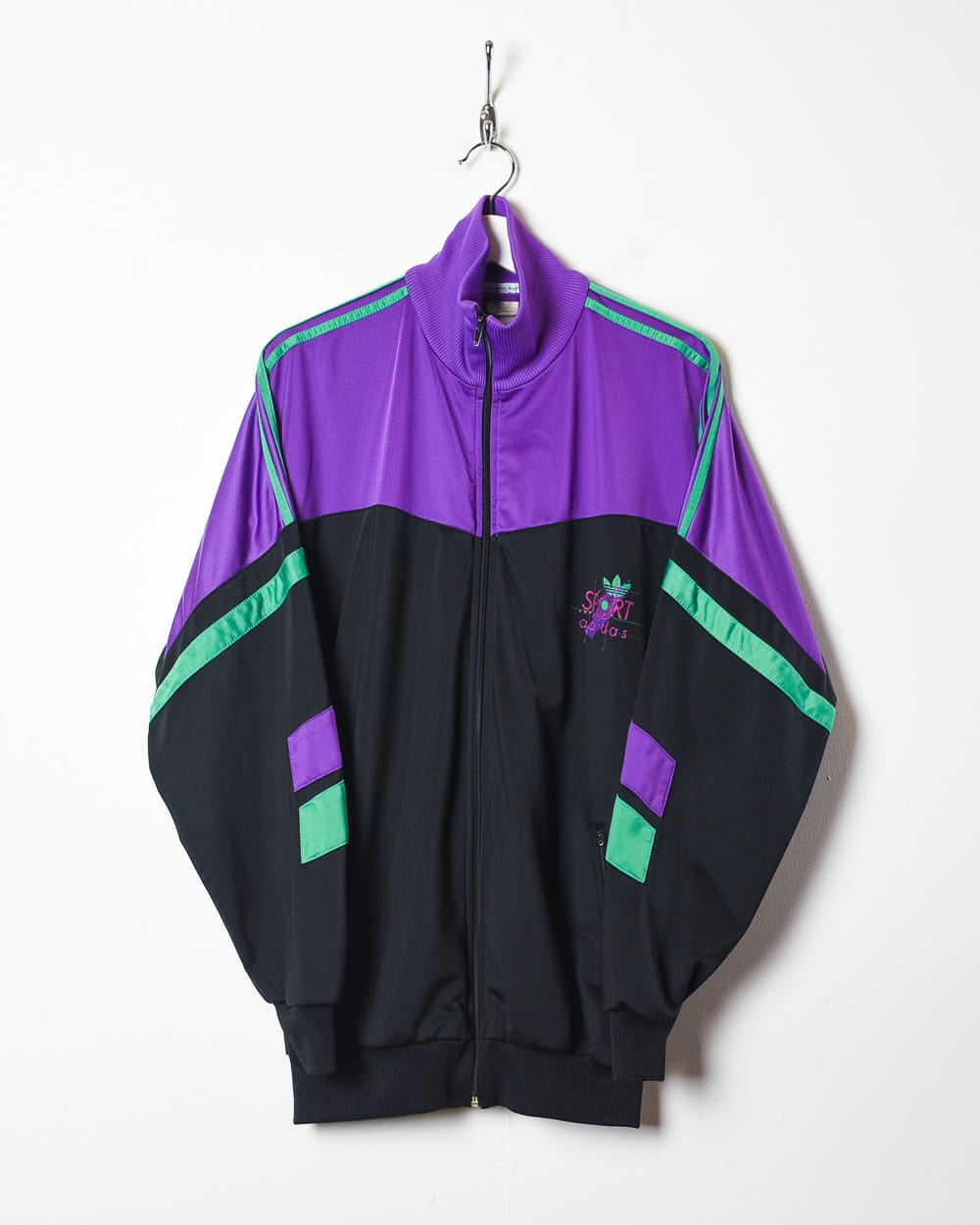Black Adidas Sports Tracksuit Top - X-Large