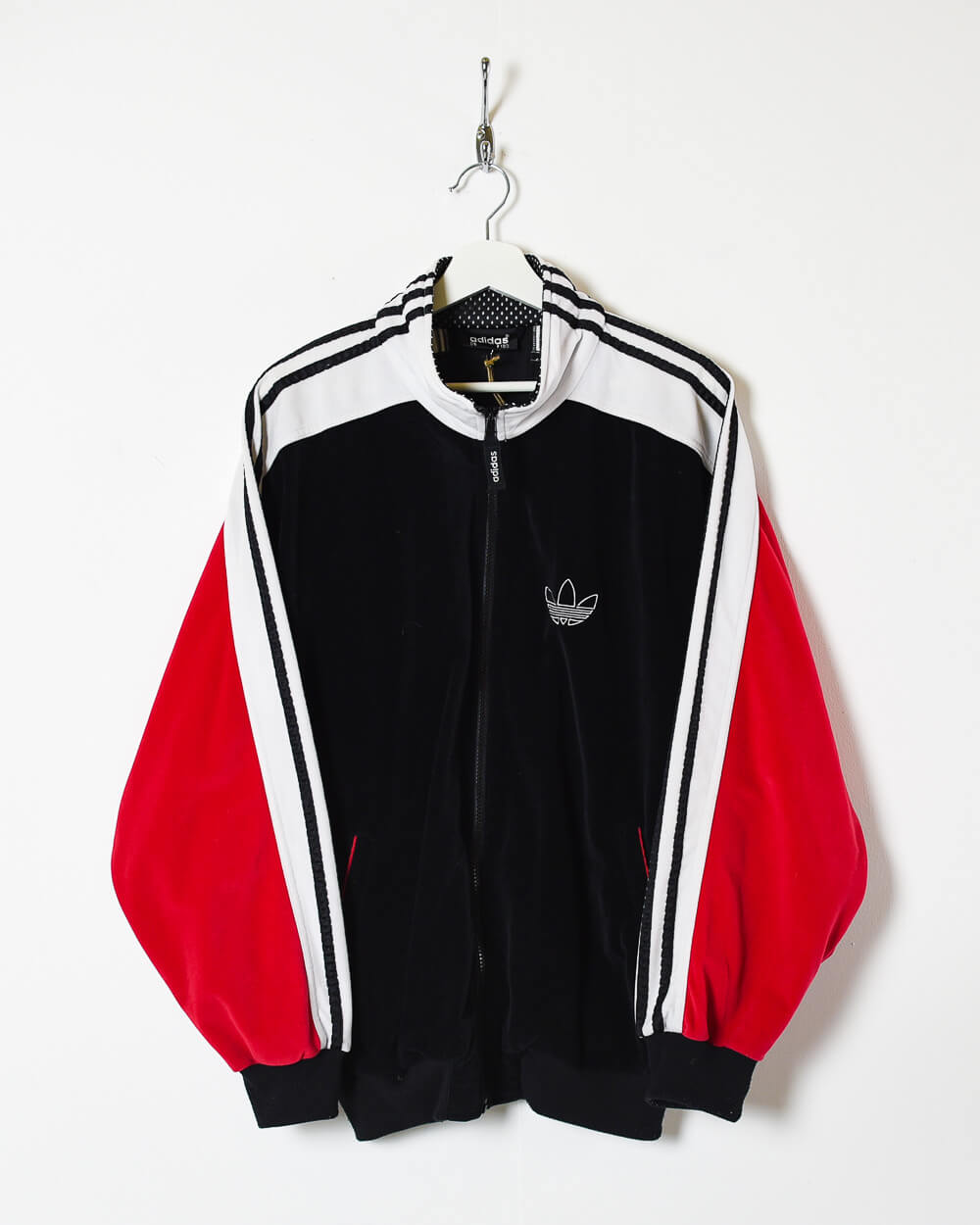 Black Adidas Velour Zip-Through Sweatshirt - Medium