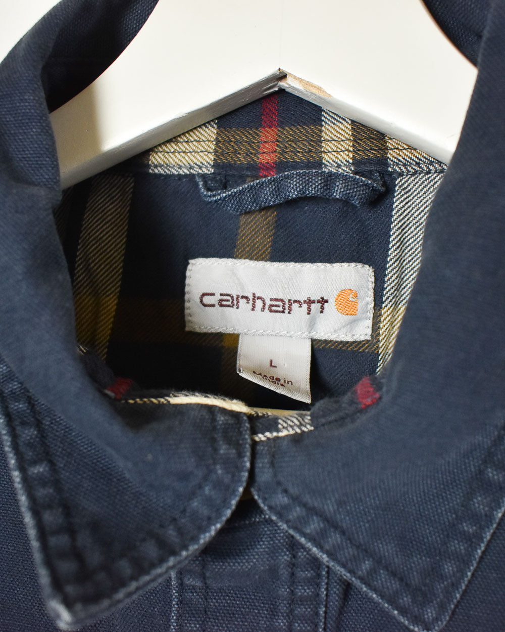 Navy Carhartt Flannel Lined Workwear Shirt - Large