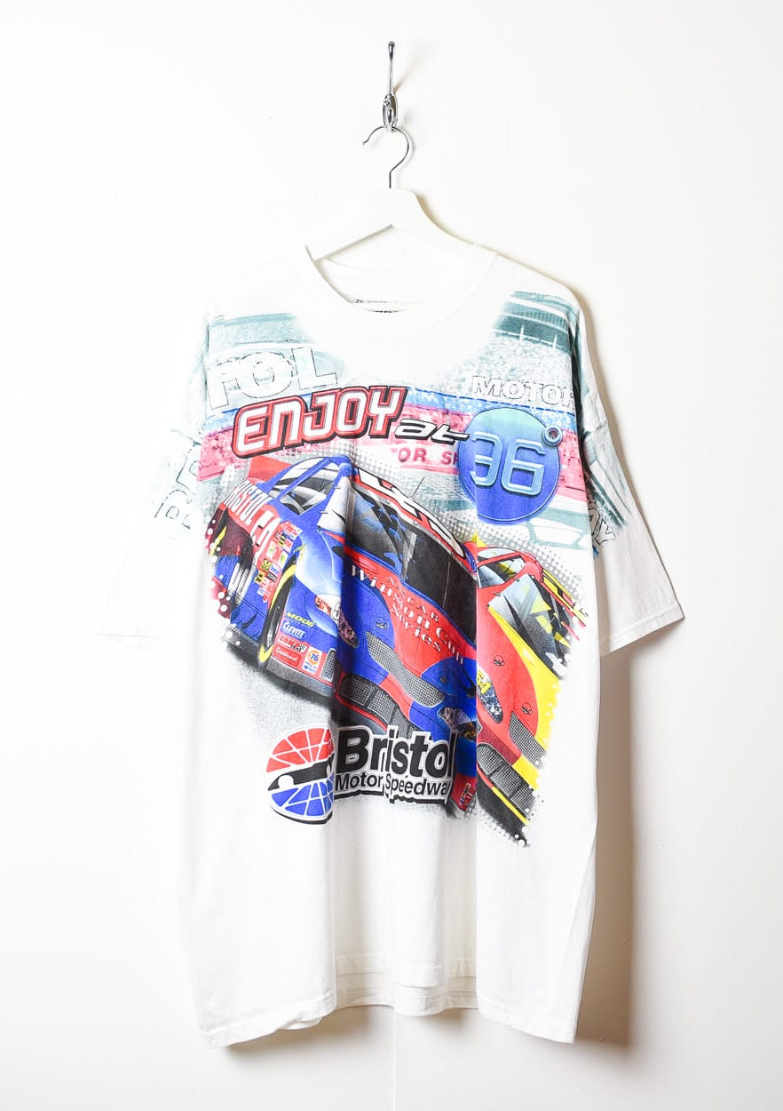 White Chase Authentics Nascar Bristol Motor Speedway Single Stitch T-Shirt - XX-Large
