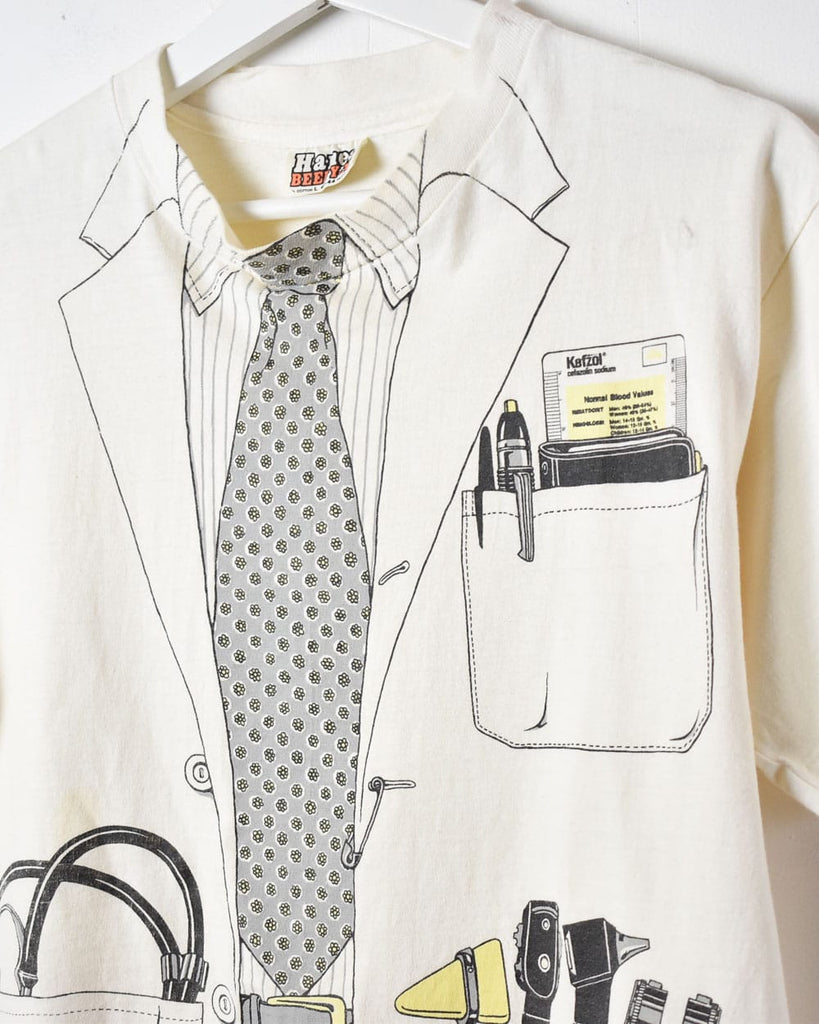 Vintage 70s White Doctors Jacket 70s Single Stitch T-Shirt