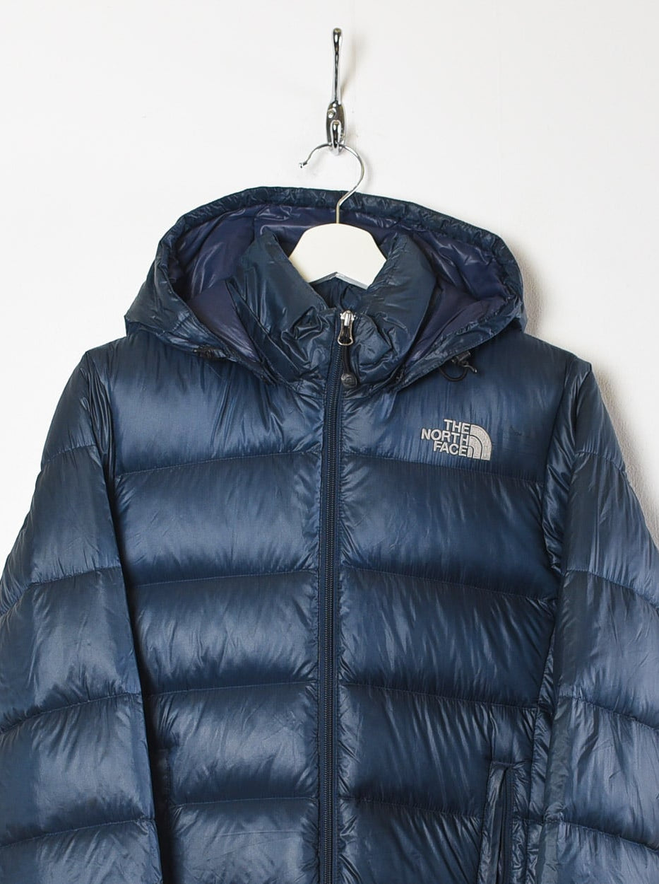 Navy The North Face Hooded Nuptse 800 Down Puffer Jacket - Small Women's