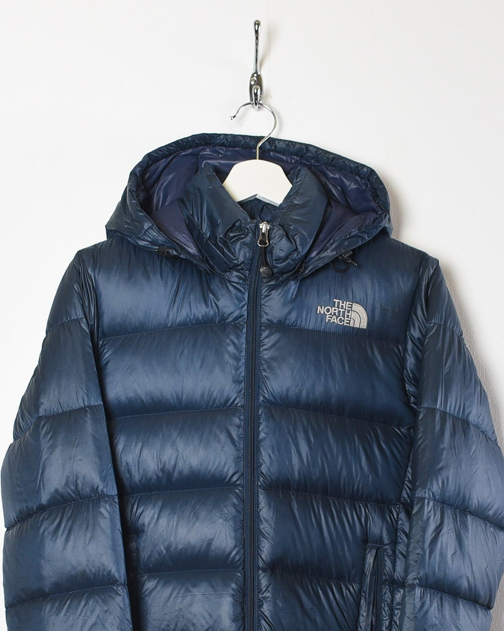 Navy The North Face Hooded Nuptse 800 Down Puffer Jacket - Small Women's