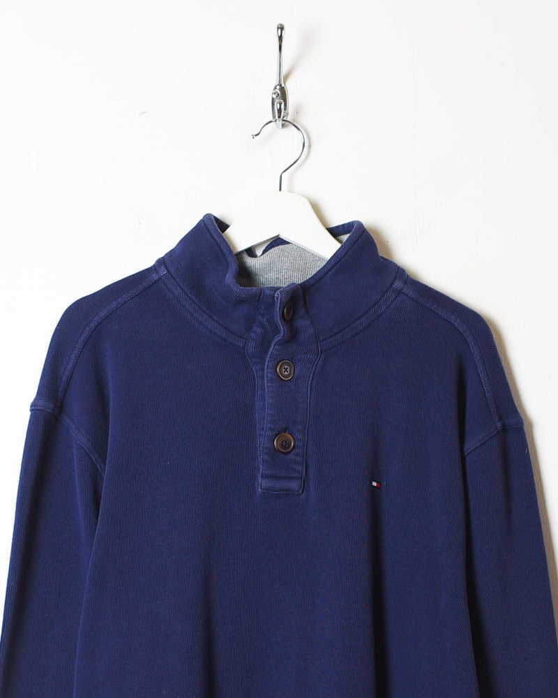 Navy Tommy Hilfiger 1/4 Button Sweatshirt - X-Large