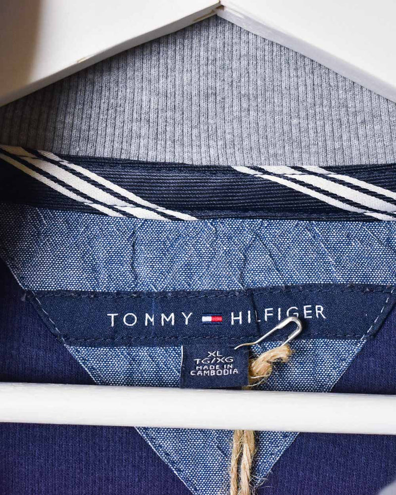 Navy Tommy Hilfiger 1/4 Button Sweatshirt - X-Large