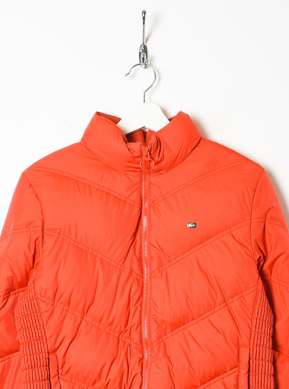 Orange Lacoste Down Puffer Jacket - Small Woman's