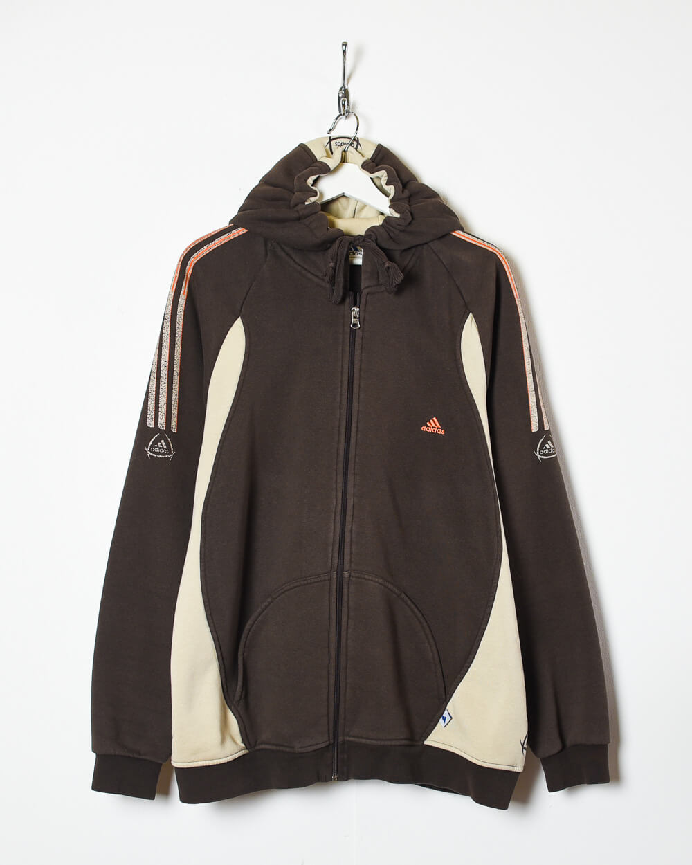 Brown Adidas Zip-Through Hoodie - Medium